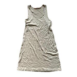Angela Davis Sequins Mini Tank Dress Women's Size Large Beige Party Minimalist